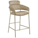 Beige Velvet Upholstered Counter Stool