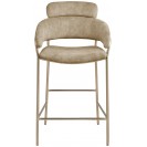 Beige Velvet Upholstered Counter Stool