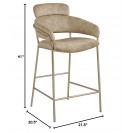 Beige Velvet Upholstered Counter Stool