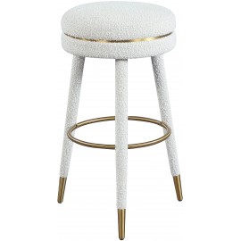 Cream Color  Fabric Upholstered Bar Swivel Stool