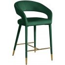 Green Velvet Upholstered Counter Stool