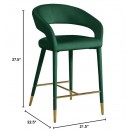 Green Velvet Upholstered Counter Stool