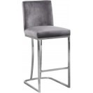 Grey Velvet Upholstered Counter Stool