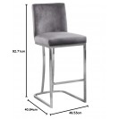 Grey Velvet Upholstered Counter Stool