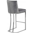 Grey Velvet Upholstered Counter Stool