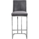 Grey Velvet Upholstered Counter Stool