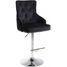 Velvet Upholstered Adjustable Bar Stool Black