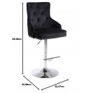 Velvet Upholstered Adjustable Bar Stool Black