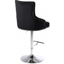 Velvet Upholstered Adjustable Bar Stool Black