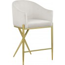 Velvet Upholstered Counter Stool Cream