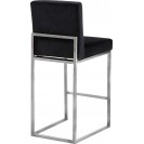 Velvet Upholstered Tufted Counter Stool  Black