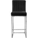 Velvet Upholstered Tufted Counter Stool  Black