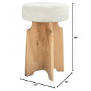 White Boucle Fabric Upholstered Counter Stool