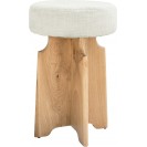 White Boucle Fabric Upholstered Counter Stool