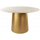 Marble Top Round Dining Table with Gold Metal