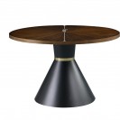 Matte Black Brown Wood Dining Table