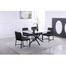 Matte Black Tempered Glass Top Dining Table