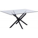 Matte Black Tempered Glass Top Dining Table