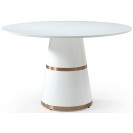 Round White Lacquer Gold Stripe Dining Table