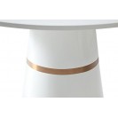 Round White Lacquer Gold Stripe Dining Table