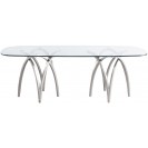 Silver Chrome Base Dining Table with Glass