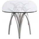 Silver Chrome Base Dining Table with Glass