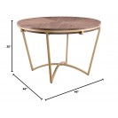 Walnut Veneer Dining Table with Gold Base