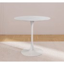 White Round Faux Marble Height Table