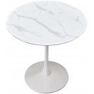 White Round Faux Marble Height Table